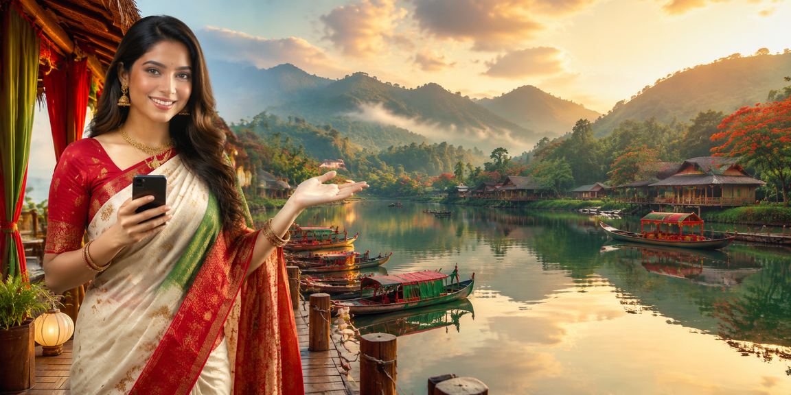 বান্দরবানে মোবাইলে পেমেন্ট করছেন একজন ব্যবহারকারী